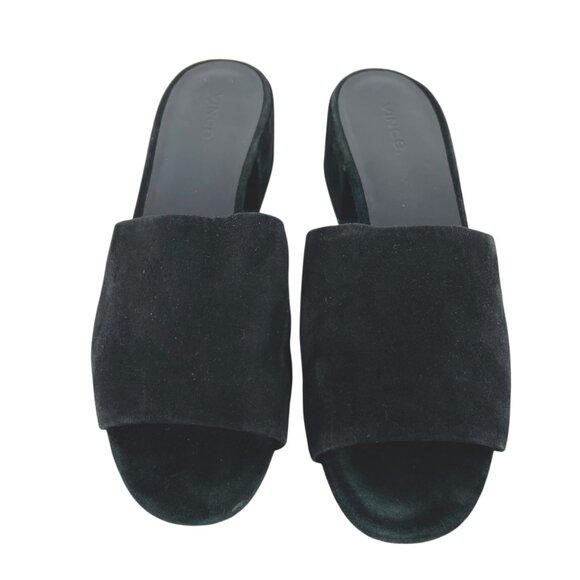 Vince Rachelle 2 Black Suede Block Heel Slide Sandals Womens Size 8.5 - Picture 2 of 11